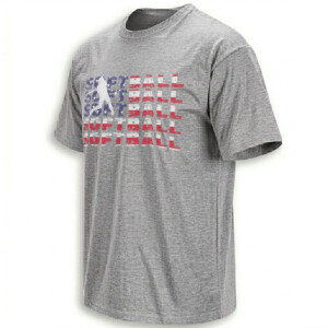 AMERICAN SOFTBALL FLAG SHIRT – Distressed USA Batter Typography Tee G