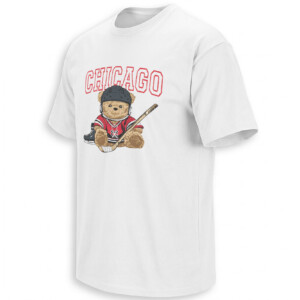 CHICAGO HOCKEY BEAR SHIRT Cute Blackhawks Teddy Bear Graphic Tee