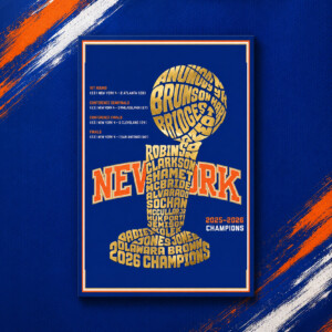 10 KNICKS ROSTER TROPHY POSTER – New York 2026 Champions Playoff Path Wall Art 1
