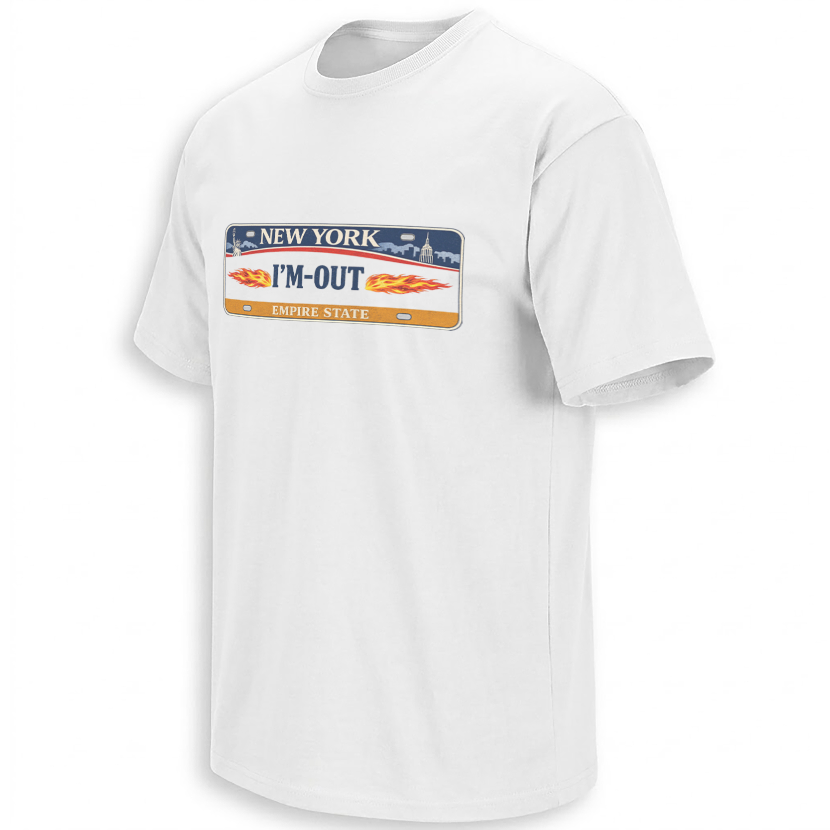 NEW YORK I’M OUT SHIRT – NYC Exodus Empire State License Plate Tee W NEW YORK I’M OUT SHIRT – NYC Exodus Empire State License Plate Tee W