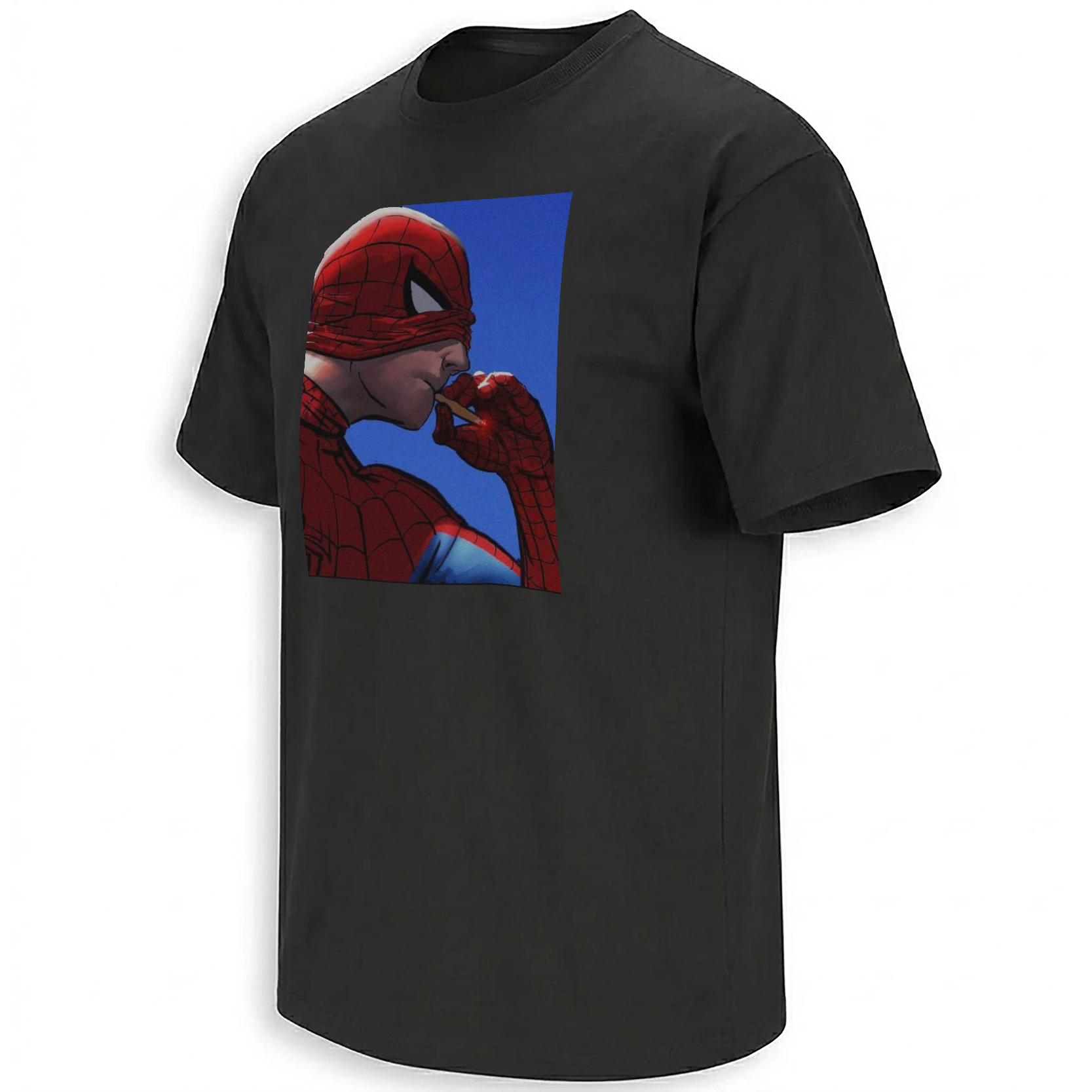 Spider-Man Smoking Shirt awkward superhero reaction meme graphic