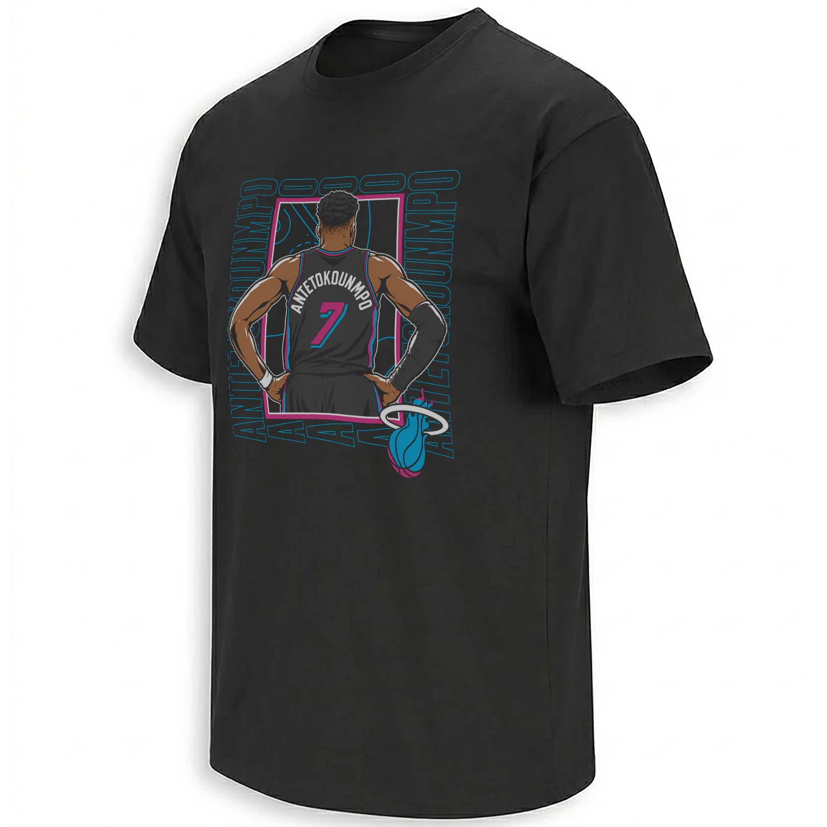 GIANNIS ANTETOKOUNMPO SHIRT – Miami Heat No. 7 Arrival Graphic Tee GIANNIS ANTETOKOUNMPO SHIRT – Miami Heat No. 7 Arrival Graphic Tee