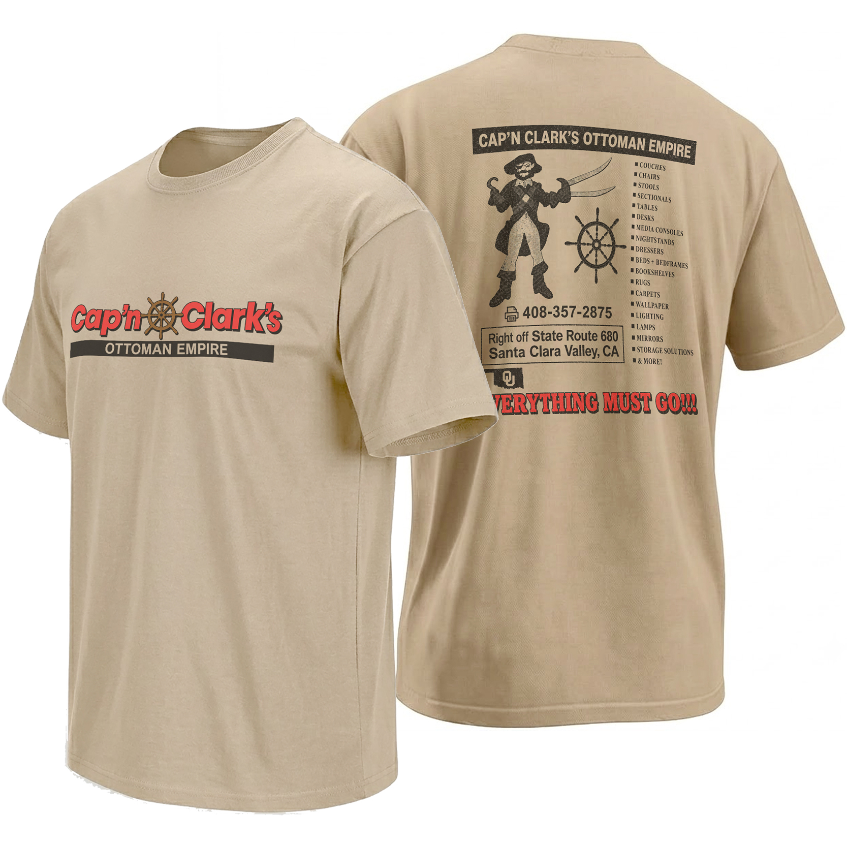 CAP’N CLARK’S OTTOMAN EMPIRE SHIRT – Backrooms Everything Must Go OU Logo Tee CAP’N CLARK’S OTTOMAN EMPIRE SHIRT – Backrooms Everything Must Go OU Logo Tee