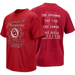 OKLAHOMA SOONERS 2026 CHAMPIONS SHIRT – Baseball Front Back Tee