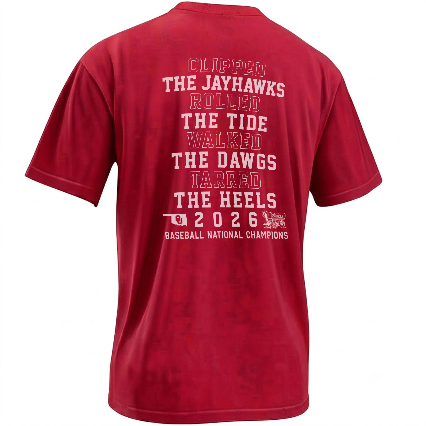 OKLAHOMA SOONERS 2026 CHAMPIONS SHIRT – Baseball Front Back Tee B OKLAHOMA SOONERS 2026 CHAMPIONS SHIRT – Baseball Front Back Tee B