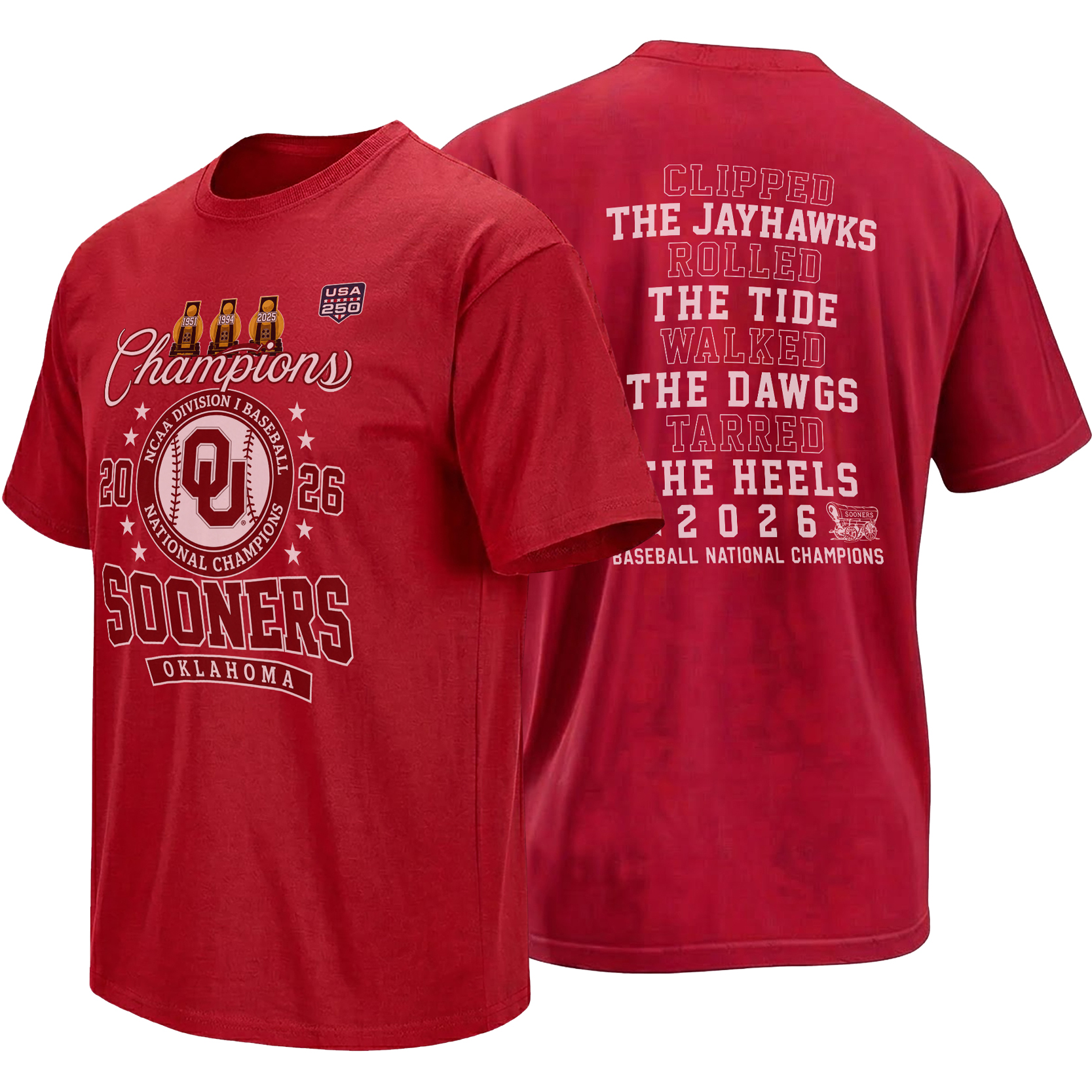 OKLAHOMA SOONERS 2026 CHAMPIONS SHIRT – Baseball Front Back Tee OKLAHOMA SOONERS 2026 CHAMPIONS SHIRT – Baseball Front Back Tee
