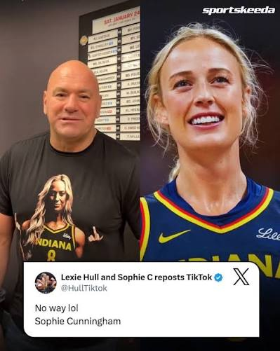 Dana White wearing a Sophie Cunningham Indiana number 8 shirt after her viral UFC 329 appearance