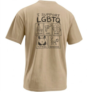 I SUPPORT LGBTQ SHIRT – Liquor Guns Beers Titties Quickies Tee S