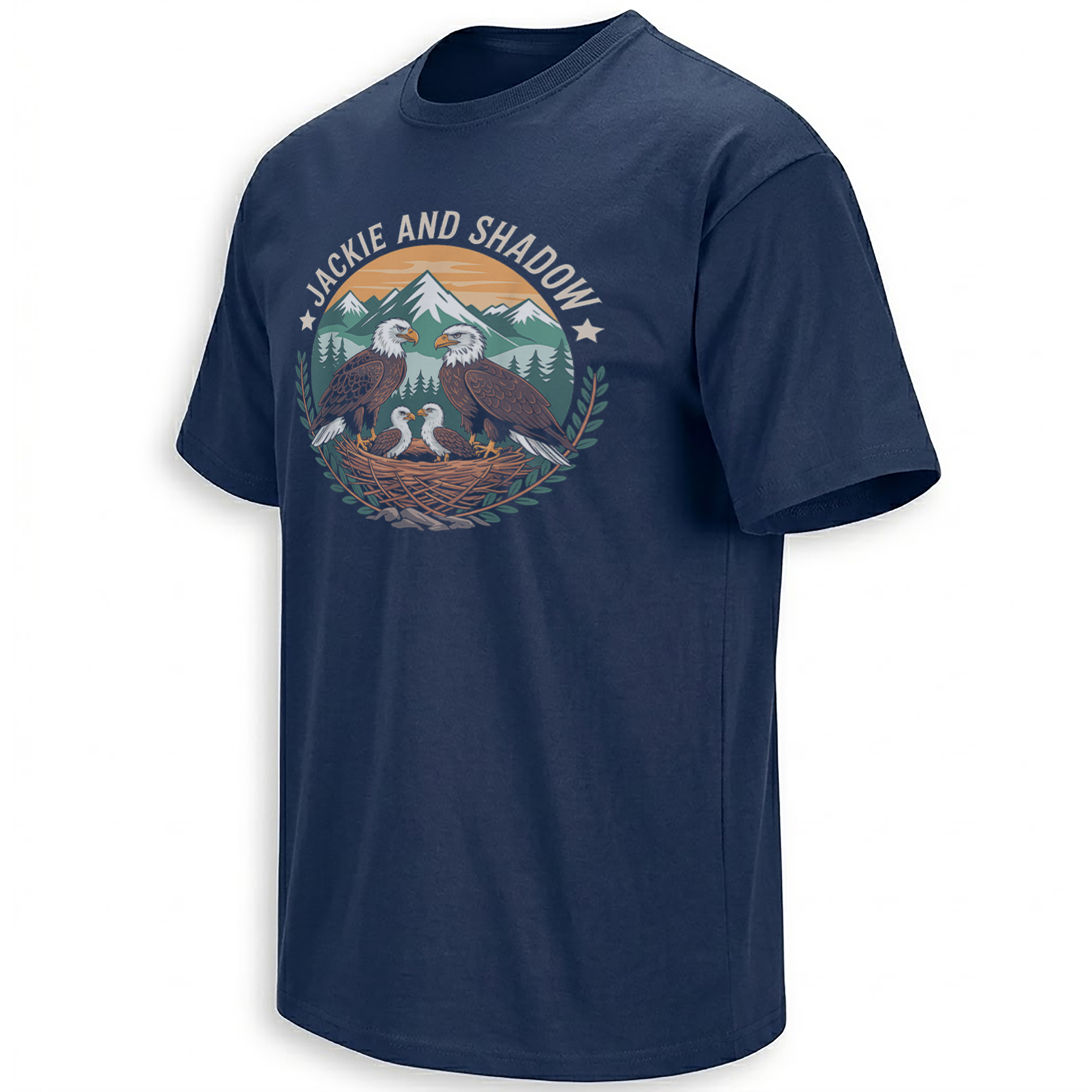 Jackie and Shadow Big Bear sunset eagle nest badge graphic