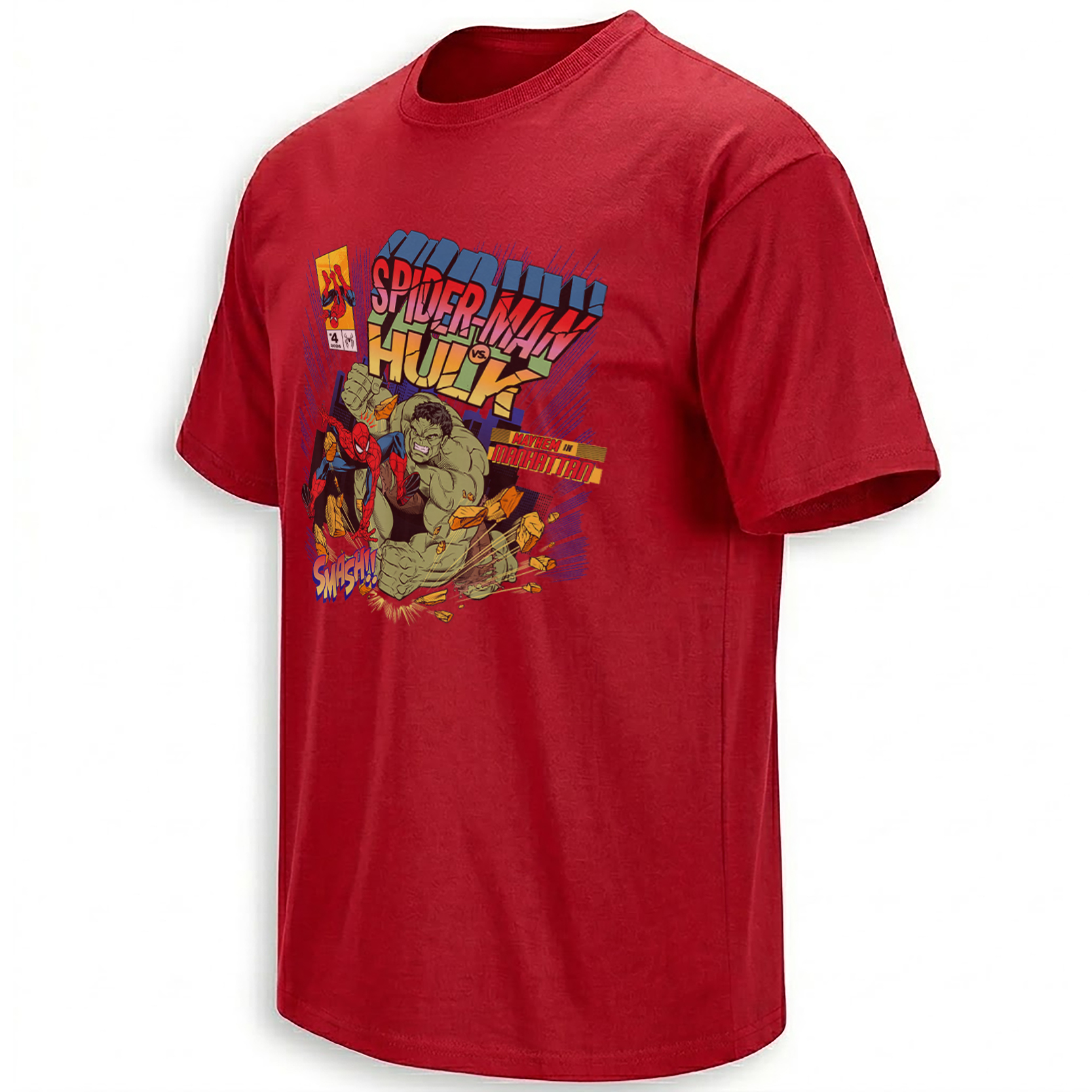 SPIDER-MAN VS HULK MAYHEM IN MANHATTAN SHIRT – Brand New Day Marvel Comic Battle R SPIDER MAN VS HULK MAYHEM IN MANHATTAN SHIRT – Brand New Day Marvel Comic Battle R