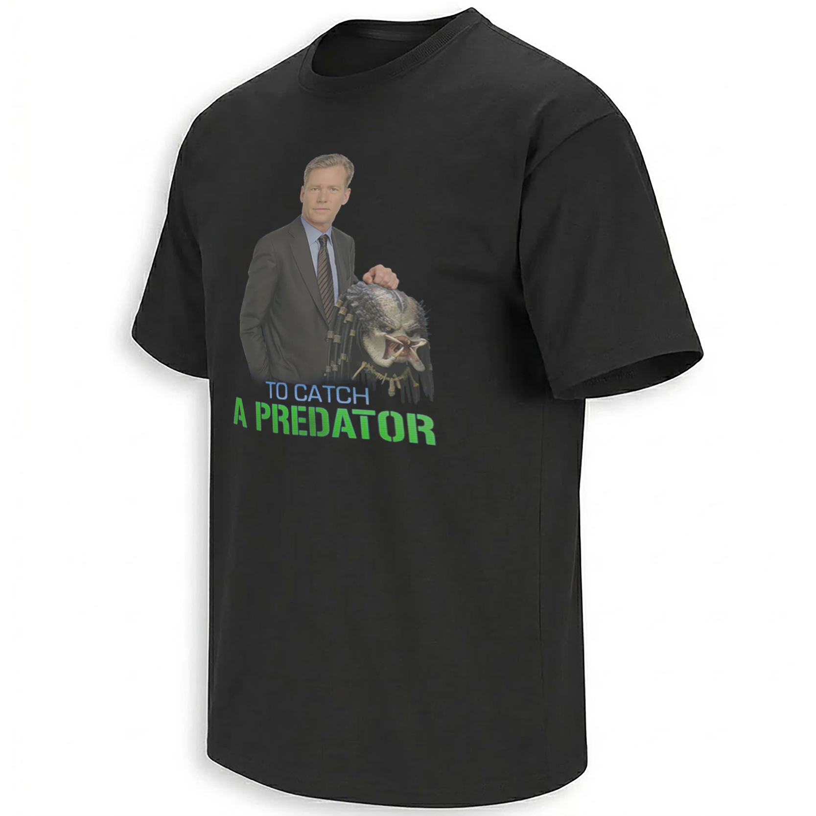 To Catch a Predator Chris Hansen and Predator movie crossover meme graphic