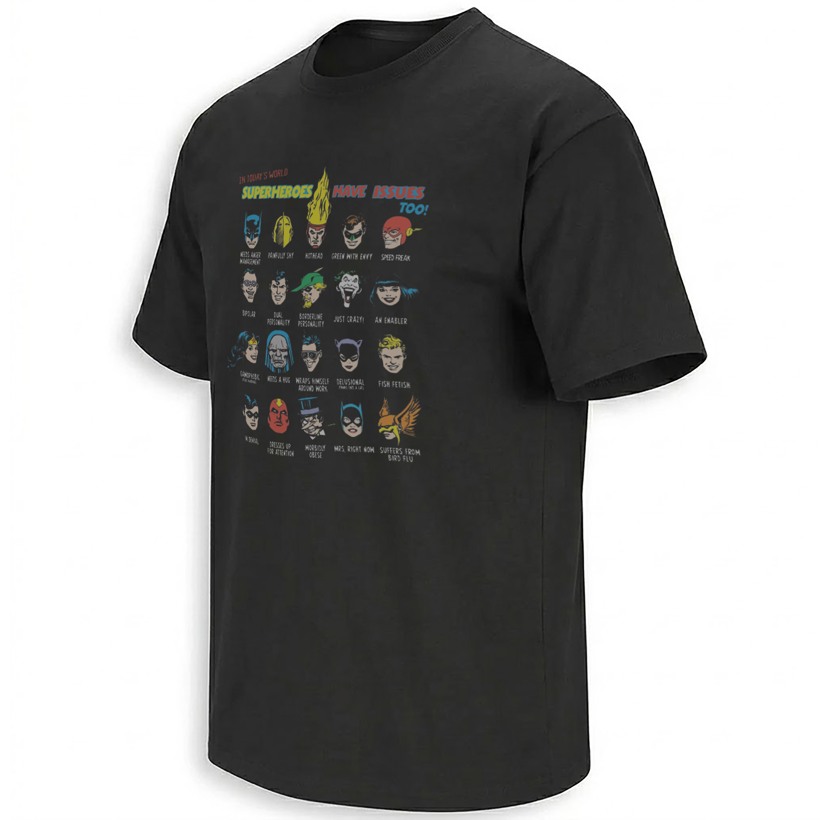 SUPERHEROES HAVE ISSUES TOO SHIRT – DC Character Humor Tee SUPERHEROES HAVE ISSUES TOO SHIRT – DC Character Humor Tee