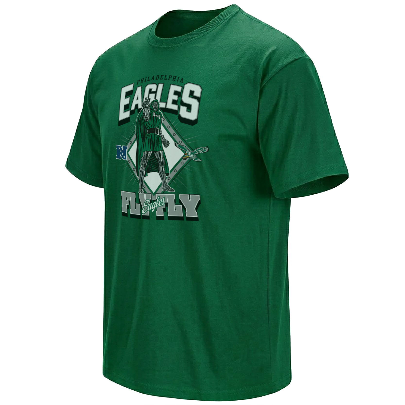 Fly Eagles Fly Doctor Doom Philadelphia Eagles green and silver villain crossover graphic