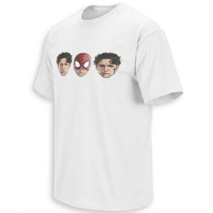 THREE FACES OF PETER PARKER SHIRT Tom Holland Spider Man Brand New Day Transformation W