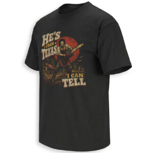 HE’S FROM TEXAS I CAN TELL SHIRT – Leatherface Texas Sunset Horror Tee