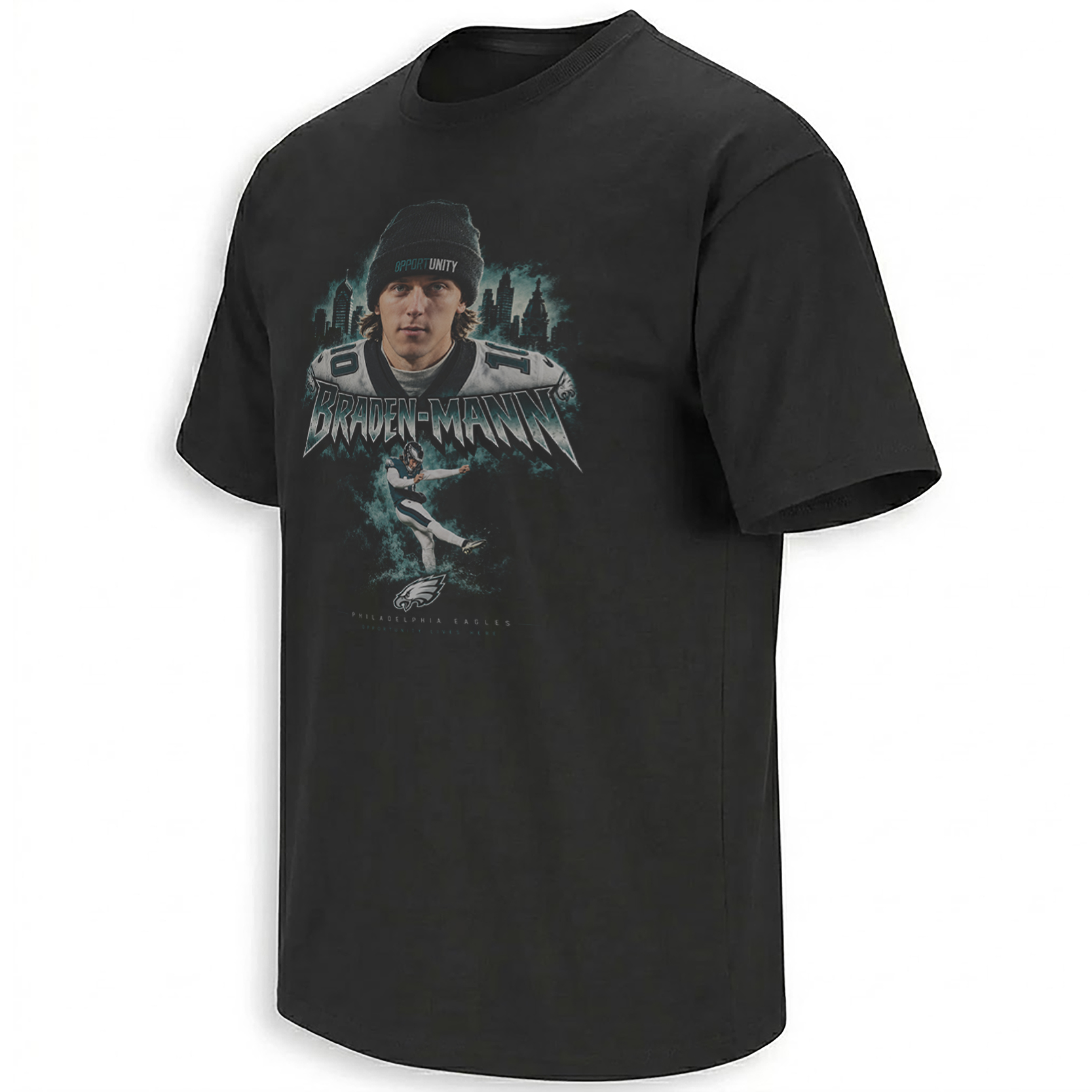 BRADEN MANN SHIRT – Punting Deep, Opportunity Lives Here Eagles Tee BRADEN MANN SHIRT – Punting Deep, Opportunity Lives Here Eagles Tee