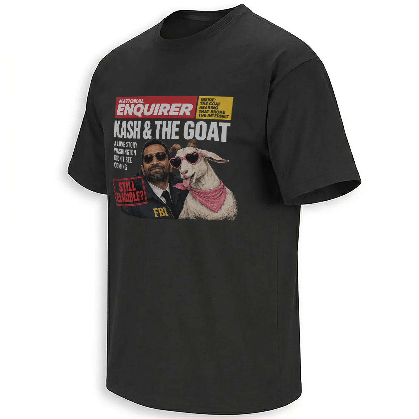 KASH & THE GOAT SHIRT – Kash Patel FBI Tabloid Meme Tee KASH & THE GOAT SHIRT – Kash Patel FBI Tabloid Meme Tee