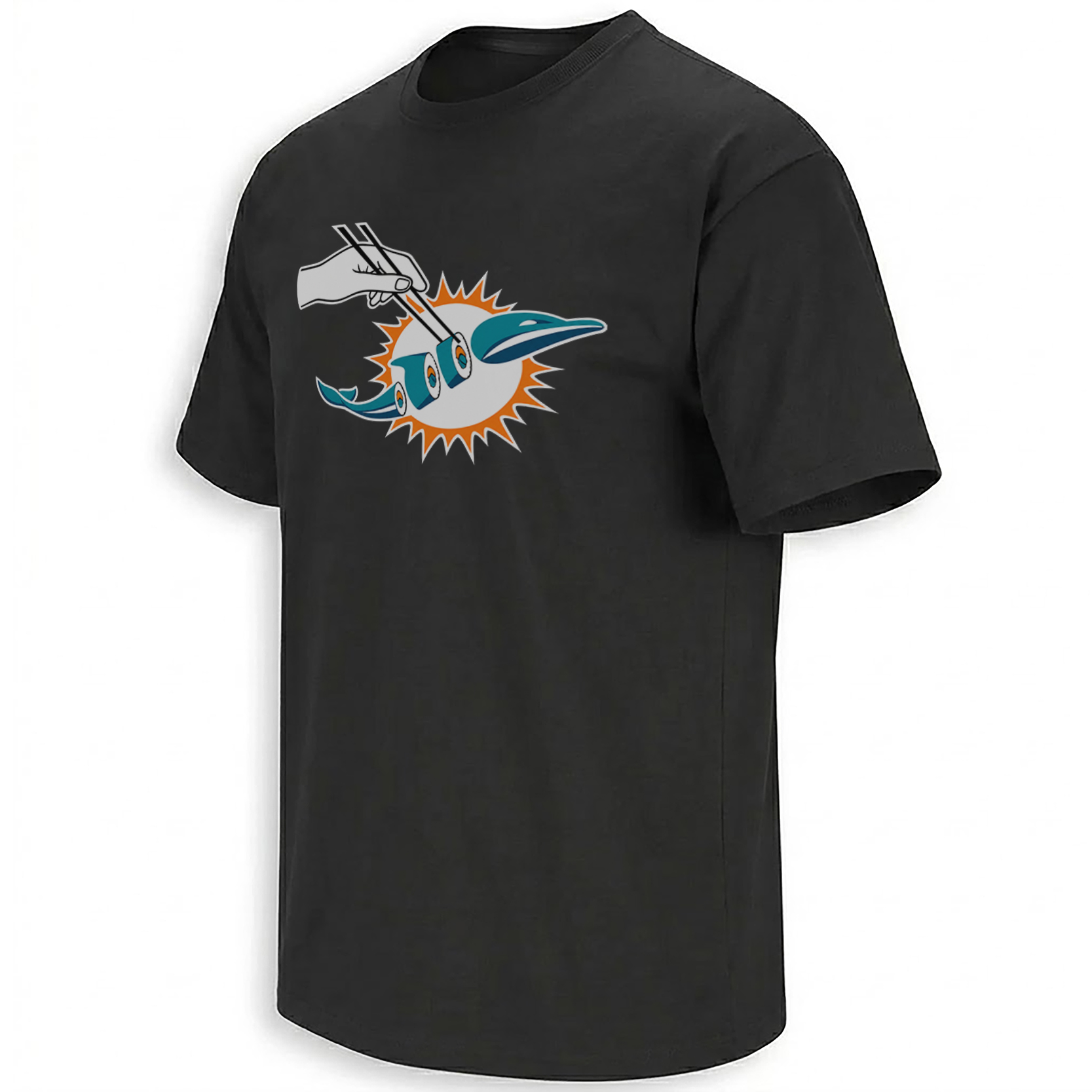 DOLPHINS SUSHI SHIRT – Chopsticks Picking Apart Miami Parody Tee DOLPHINS SUSHI SHIRT – Chopsticks Picking Apart Miami Parody Tee