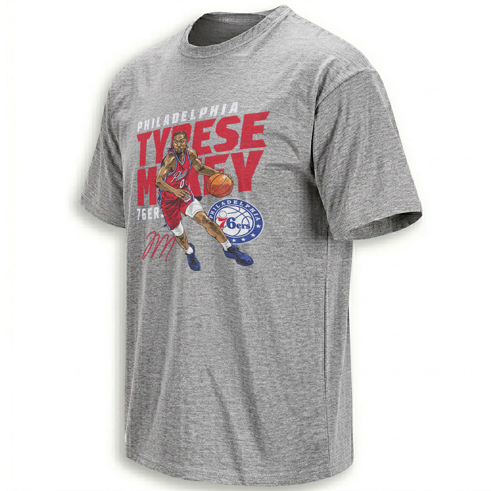 TYRESE MAXEY SHIRT – Philadelphia 76ers No. 0 Signature Tee G TYRESE MAXEY SHIRT – Philadelphia 76ers No. 0 Signature Tee G