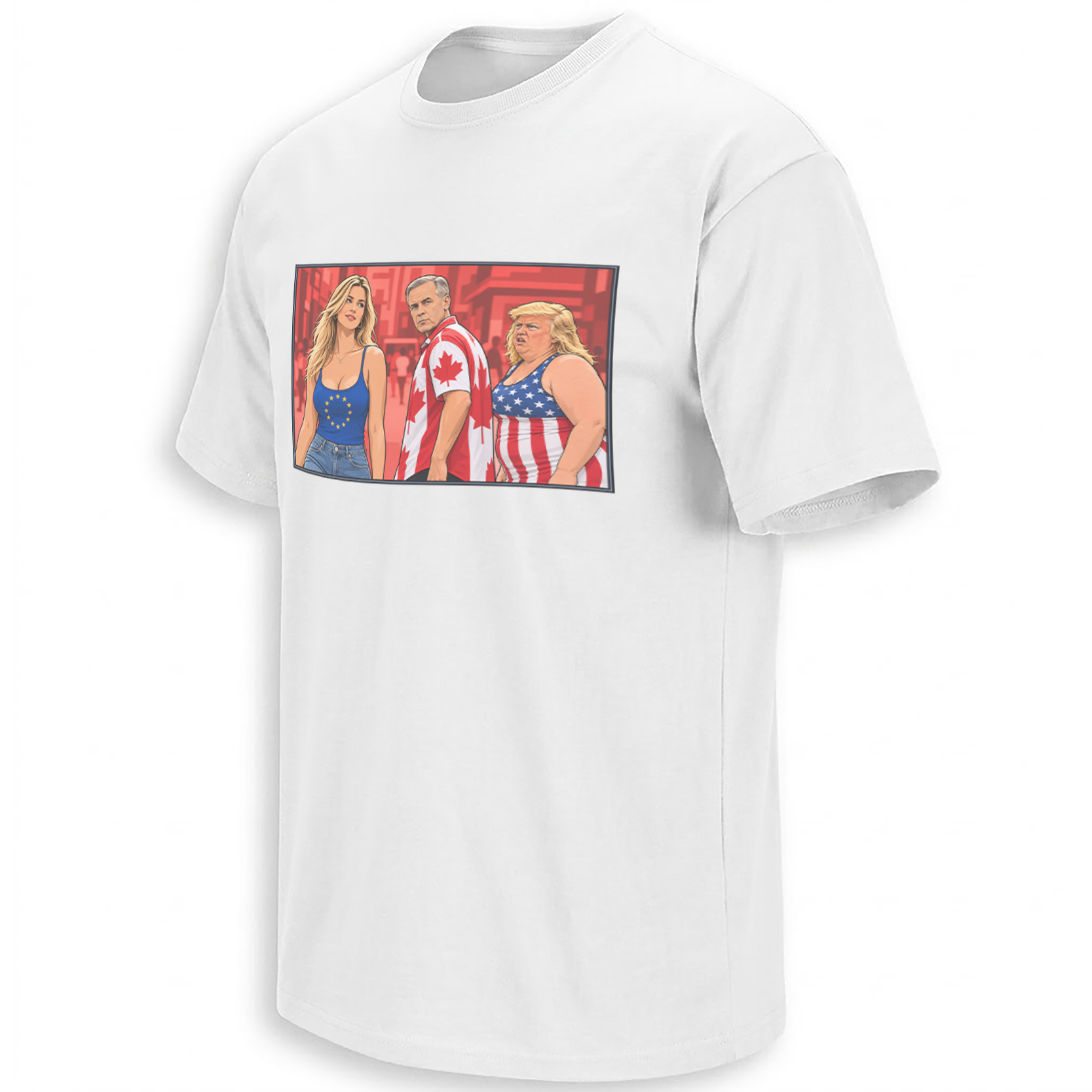 CANADA CHOOSES EUROPE SHIRT – Carney, Trump & EU Distracted Boyfriend Satire Tee W CANADA CHOOSES EUROPE SHIRT – Carney, Trump & EU Distracted Boyfriend Satire Tee W