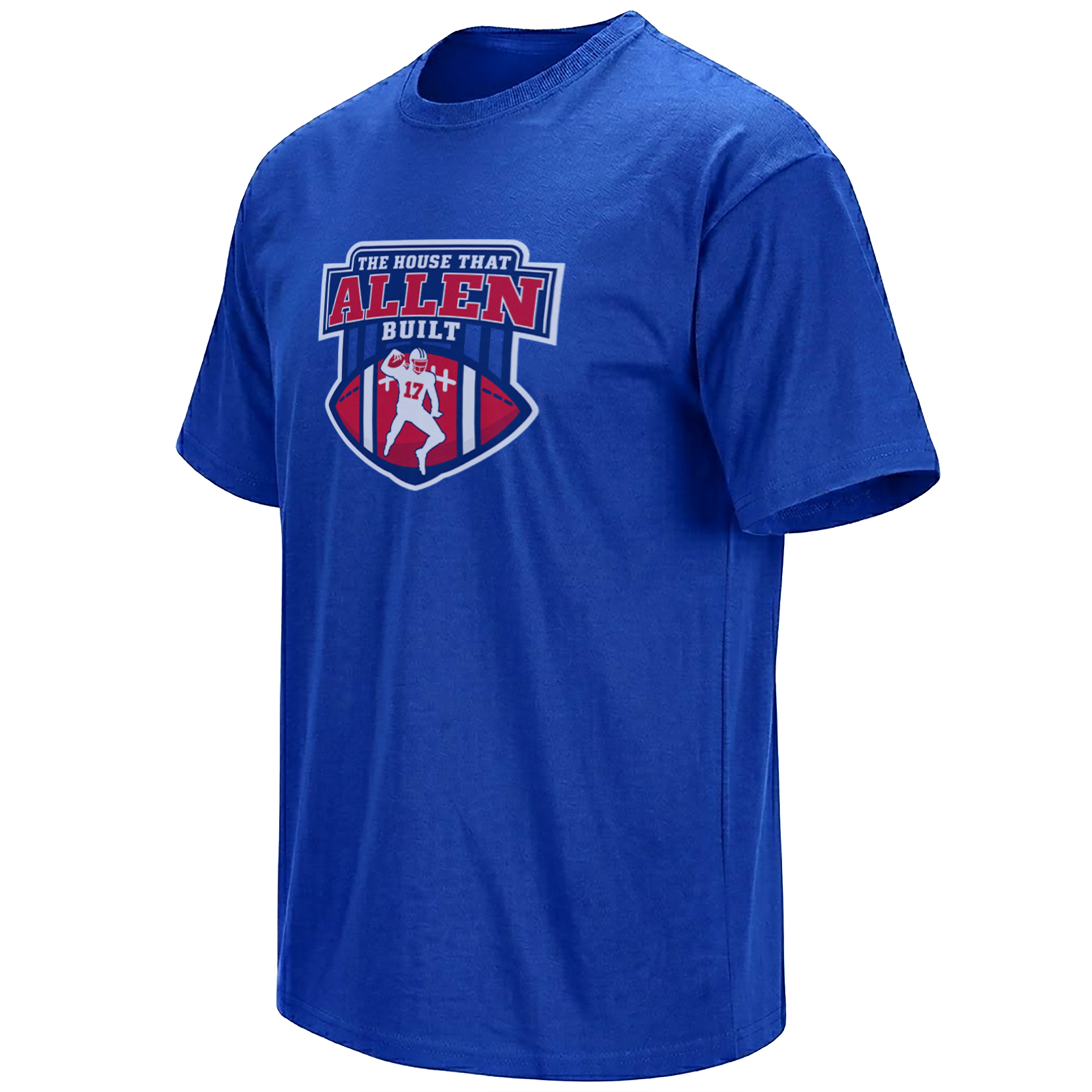 The House That Allen Built football badge design with Josh Allen-inspired No. 17 quarterback silhouette