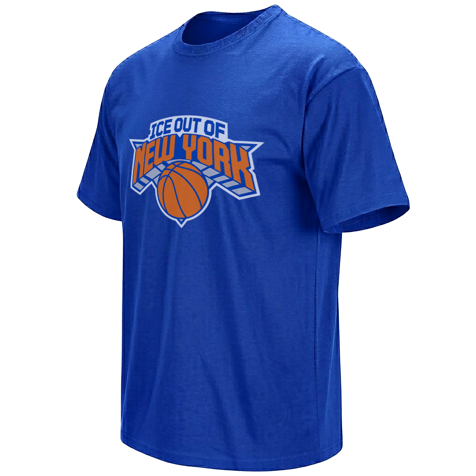 Front of ICE Out of New York basketball-inspired anti-ICE protest shirt
