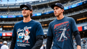Ben Rice & Spencer Jones Wear “Ben Arroz” and “Barrel of Boom” Shirts During Yankees BP