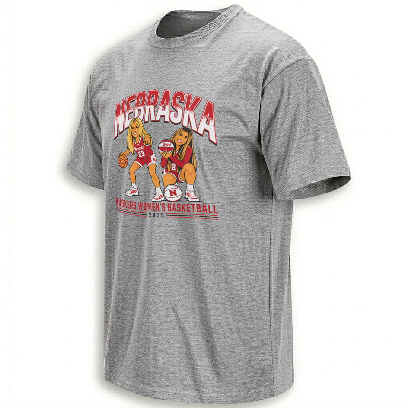 NEBRASKA WOMEN'S BASKETBALL SHIRT – Britt Prince & Logan Nissley 2026 Cartoon Duo Tee G NEBRASKA WOMEN'S BASKETBALL SHIRT – Britt Prince & Logan Nissley 2026 Cartoon Duo Tee G