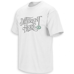 DIFFERENT HERE SHIRT – BOSTON CELTICS WHITE VINTAGE SCRIPT LEPRECHAUN TEE