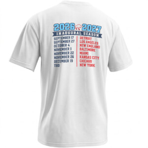 NEW STADIUM SAME BUFFALO SHIRT – Buffalo Bills 2026 Inaugural Home Schedule Tee B W