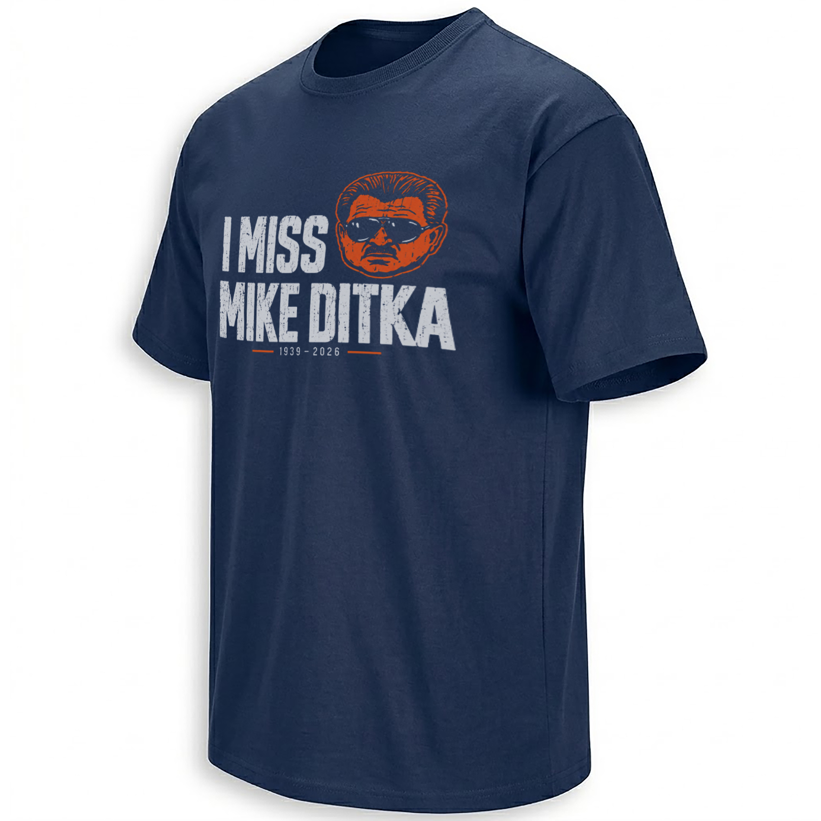 I Miss Mike Ditka vintage portrait memorial graphic with distressed white lettering