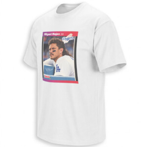 MIGUEL ROJAS SHIRT – Dodgers Back in the 80s 1989 Donruss Mullet Baseball Card Tee