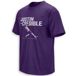 JUSTIN CREDIBLE SHIRT – Justin Jefferson 2026 Saints Triple Coverage Catch Tee