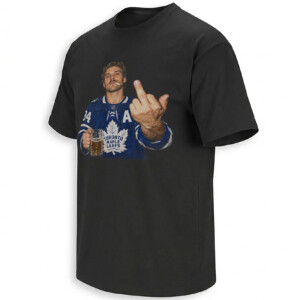 AUSTON MATTHEWS MIDDLE FINGER SHIRT – Maple Leafs #34 Beer & Cigarette Meme Tee
