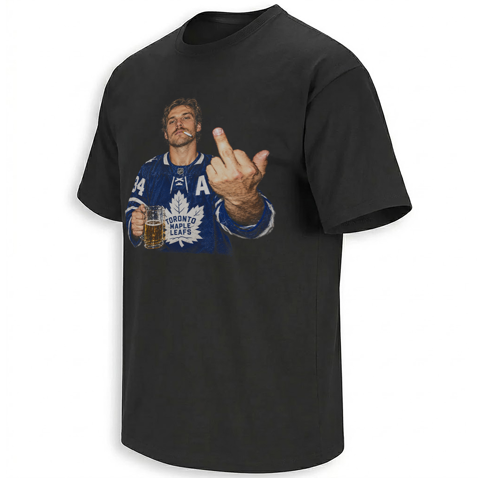 AUSTON MATTHEWS MIDDLE FINGER SHIRT – Maple Leafs #34 Beer & Cigarette Meme Tee AUSTON MATTHEWS MIDDLE FINGER SHIRT – Maple Leafs #34 Beer & Cigarette Meme Tee